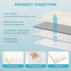 Vamos Tile 4-Piece Glossy Wooden Marble Grain Peel and Stick Backsplash Tile,3''x6'' PVC Subway Tile with White Grout, Stick on Backsplash for Kitchen/Bathroom/Fireplace