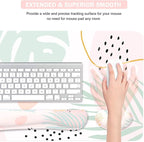 Keyboard Mouse Pad Set, Extended Mouse Pad+Keyboard Wrist Rest Support, Memory Foam Ergonomic Easy Typing, 3Pcs (35.4×15.7 in) Desk Pad Set for Home Office Study Game-Plant