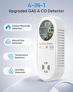 Vilfet Carbon Monoxide Detectors & Natural Gas Detector, 4-in-1 Carbon Monoxide Detectors Plug in, Gas Leak Detector with Dual Alarms, Temperature & Humidity Sensor for Home, RV, White, 3 Packs