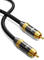 Subwoofer Cable,EMK Digital Coaxial Audio Cable [24K Gold-Plated, Durable Cotton] Premium S/PDIF RCA Male to RCA Male for Home Theater, Soundbar,Speaker,HDTV, Subwoofer, Hi-Fi Systems (Black-3.3ft/1m)