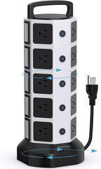Power Strip Tower Surge Protector, 20 Outlets 6 USB (2 USB C) Charging Station, Extension Cord with Multiple Outlets, 1050J 1625W/13A Outlet Extender 6.5ft Extension Cord for Home Office
