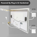 LUVODI LED Bathroom Mirror Rectangle: 32x24 inch Lighted Makeup Vanity with Bluetooth Speaker, Time Display, Magnifier, Anti-Fog, Memory Function, 3 Color Temperature