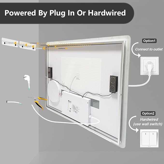 LUVODI LED Bathroom Mirror Rectangle: 32x24 inch Lighted Makeup Vanity with Bluetooth Speaker, Time Display, Magnifier, Anti-Fog, Memory Function, 3 Color Temperature
