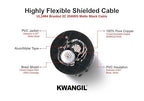 KWANGIL 2C 20AWG AMSB Shielded Cable Wire (UL2464) - Highly Flexible Str TC, PVC Ins, OS+TC BRD, PVC JKT for CNC Machine, Stepper Motor, VFD Spindle (Matte Black 100FT)