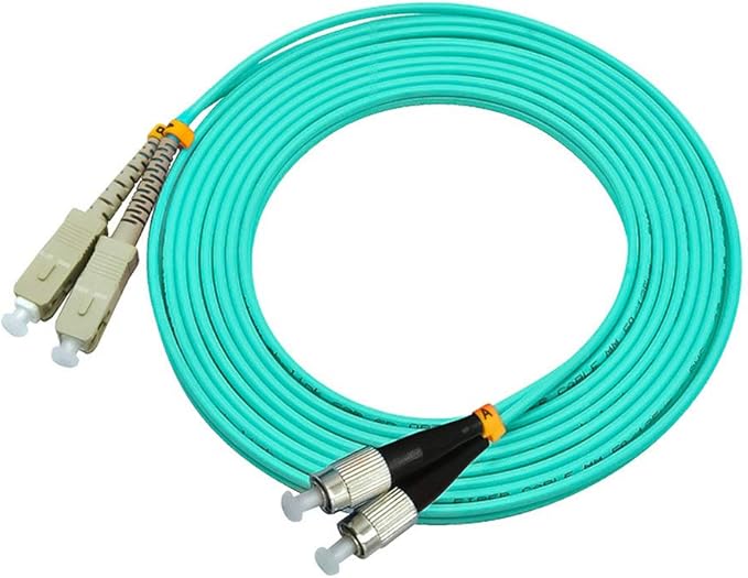 Jeirdus 10 Meters 33ft SC to FC Duplex 50/125 10G OM3 Multi-Mode Fiber Optic Cable Jumper Optical Patch Cord SC-FC