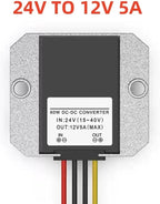 24V to 12V 60W 5A DC-DC Buck Converter Step Down Power Supply, Waterproof Voltage Regulator with Overload/Short Circuit Protection for Golf Cart, Truck, Bus, LED Light