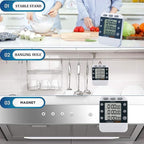 MOSTRUST Digital Dual Kitchen Timer for Cooking, 3 Channels Count Down/up Triple Multi Timers for Food, Magnetic Memory-Preset Large-Display Adjustable Alarm Volume, 3A Battery Included
