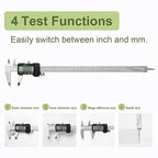 SCITOOLS Digital Caliper 0-12" Measuring Tool with Metal Ruler, Micrometer Caliper with Auto-Off Feature, Interchangeable Between inches and millimeters for DIY/Household and 3D Printing, Black
