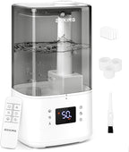 BOXING 6L Warm & Cool Mist Humidifiers for Bedroom, Air Humidfier for Large Room with Remote Control, Auto Mode Perfect for Baby & Plants, Top Fill, Sleep Mode, Timer, Essential Oil Tray, 60H