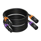 AuxLink 25ft XLR Microphone Cable 2Pack - Gold-Plated 3-Pin Male to Female, Compatible with Microphones, Speaker Systems, Stage Lighting and More