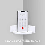 BRAINWAVZ Mini Circular Corner Shelf Mount for Security Cameras, Baby Monitors, Speakers, Plants & More, Universal Holder, Strong Adheasive, No Mess, Screwless (White)