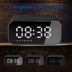 IHAO 7in1 Multifunctional Digital Alarm Clock with 15W Fast Wireless Charger Bluetooth Speaker LED Display Clock FM Radio TF Card, AUX Input, USB Port Dual Alarm for Bedroom and Office-BT510 White