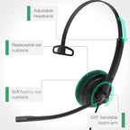 Yealink UH34 USB Headset with Mic, Single Ear Wired Headphones with Noise Cancelling Microphones, Professional Work Headphones VoIP Phone Computer Call Center Office,Ultra Light Mono
