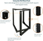 Tecmojo 15U Wall Mount Server Rack, Open Frame Network Rack for 19" Computer/AV/Data/IT/Media Equipment, 24" Depth, 16" Apart Mounting Holes, Swing Gate, Square and Tapped Holes