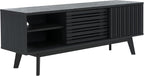 SAFAVIEH ESMA TV Stand for up to 65" Flatscreen – Black, Sliding Doors with Interior Storage, Entertainment Media Console (MED9640B)