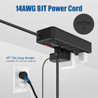 Heavy Duty Power Strip with USB,8 Outlet Workshop Metal Power Strip,PD20W USB C 15A 1200 Joules Surge Protection,Wide Spaced,10FT Cord