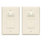 LIDER No Neutral Wire Required Humidity Sensor Switch, Automatic Humidity Control, Air Circulator, Adjustable Timing, 1-Pole, UL Listed, Light Almond, Wall Plate Included 2 Pack