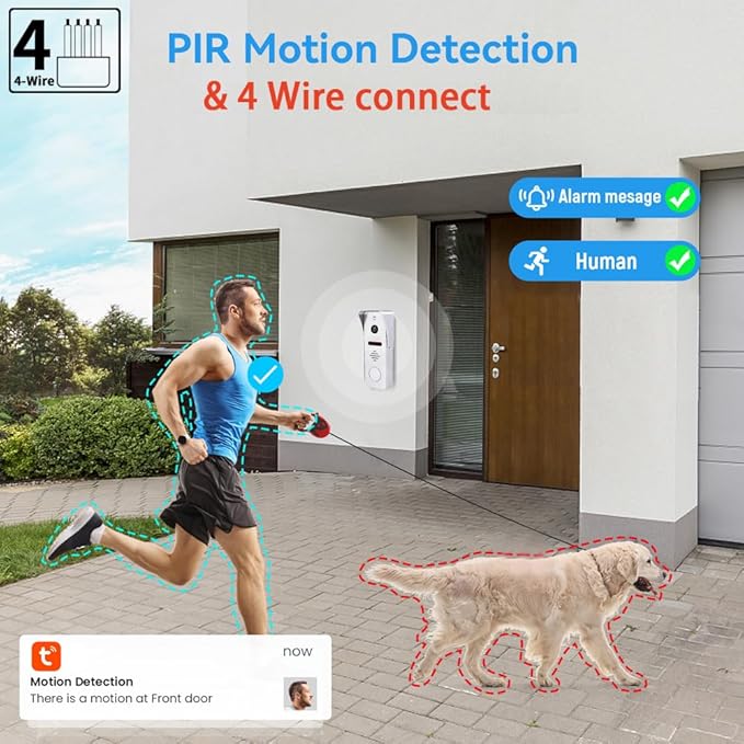 Wired Video Doorbell Intercom System 7 inch Monitor 1080P HD Camera Entry Doorphone Door Camera TUYA WiFi Smart Home Door Phone Kits for Apartment Home Villa (1 doorbell + 3 Monitor)