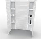 White Acrylic Shower Wall Surround 36"x 60"x 80" - Waterproof, Easy-to-Install, Two Shelf Units Kit Included - Shower Wall Surround Panels - Subway Tiles Pattern, Classic Shelves