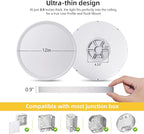 RLEDPZTX 4PK 12 Inch LED Flush Mount Ceiling Light, 24W, 2520LM,3000K/4000K/6000K CCT Selectable, Round Flat Panel Low Profile Ceiling Light Fitures for Hallway, Kitchen, Bedroom, Laundry Room,White