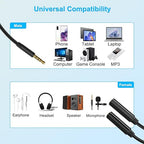 3.5mm TRRS Splitter for 2 Headphones 1FT 2-Pack, Dual Support Audio & Mic, 3.5 mm Aux Jack Cable 1 in 2 out, Double 1/8" Stereo Female Adapter,Headset Split Y Cord 2 Way for Phone/Tablet/Laptop/PC/MP3