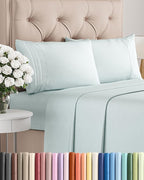 Cal King Size 4 Piece Sheet Set - Comfy Breathable & Cooling Bed Sheets Set - Hotel Luxury Bedding for Women, Men, Kids, Teens, Boys & Girls - Deep Pockets, Soft, Wrinkle Free - Oeko-Tex - Ice Blue