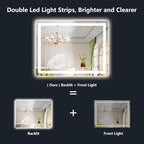 YEELAIT 40x30 Inch LED Bathroom Mirror with Lights Front and Backlit Lighted Vanity Mirror for Bathroom Wall with 3 Colors Dimmable Anti-Fog Memory Shatter-Proof IP54 Waterproof Horizontal/Vertical
