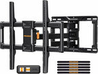 Perlegear Full Motion TV Wall Mount for Most 42–86 inch Flat Curved TVs up to 132 lbs, 12″/16″ Wood Studs, Bracket with Articulating Arms, Swivel, Tool-Free Tilt, Max VESA 600x400mm PGLF12