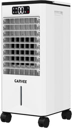 Portable Evaporative Air Cooler, 1.84Gal Touch Screen Cooler Fan with Remote Control, 3 Speeds 3 Modes LED Display, Ice Packs & Rolling Casters Included, Quiet 3-in-1 Cooling for Bedroom Home Office
