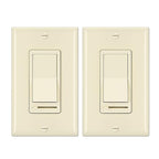 BESTTEN 2 Pack Almond Dimmer Wall Light Switch, Compatible with Dimmable LED, CFL, Incandescent and Halogen Bulb, Single Pole or 3-Way Dimmer Switches, 120VAC, Decorator Wall Plate Included