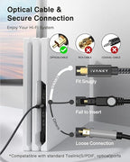 IVANKY Optical Audio Cable 6ft/1.8M, Nylon Braided, 24K Gold-Plated, Slim Metal Case, CL3 Rated, S/PDIF Toslink Digital Audio Fiber Optic Cable for Home Theater, Sound Bar, TV, PS4, Xbox, Samsung