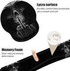 Keyboard Wrist Rest and Mouse Pad Wrist Support Set with Coasters, Non-Slip PU Base Ergonomic Gaming Mousepad for Home Office Working Studying Easy Typing & Pain Relief, Funny Skeleton Skull