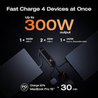 EF ECOFLOW Rapid Pro Power Bank (27650mAh, 300W Max Output, 140W Built-in Cable), 4-Port Portable Charger, TSA-Approved, Up to 320W Recharge, Compatible with MacBook, iPhone 17/16/15, Galaxy, Laptop