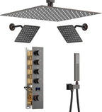 KATAIS Oil Rubbed Bronze Digital Display Shower System with 12 inch Ceiling Mounted Shower Head and Wall Mounted Two Shower Head(8 inch), with Handheld Shower