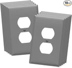 ENERLITES Duplex Receptacle Wall Plate, Electrical Outlet Covers, Gloss Finish, Mid-Size 1-Gang 4.88" x 3.11", Polycarbonate Thermoplastic, UL Listed, 8821M-GY-10PCS, Gray, 10 Pack, 10 Count