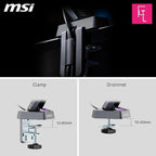 MSI MPG MT161R - Premium RGB Single Monitor Stand Arm, Supports 17-45" Screens and 35.2 lbs, VESA Compatible, Adjustable Spring Assisted Mount, Clamp & Grommet, Quick Release Plate - Black