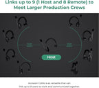 Accsoon Como MIC02-R Wireless Headset Intercom System - Full Duplex 1312ft Team Communication, 9-Person Group Talk, 10+ Hour Battery Life, Black