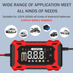 6-Amp 12V Smart Car Battery Charger, Battery Maintainer Trickle Charger with Desulfator, Pulse Repair & Overcharge Protection - for Car Lawn Mower Marine Lead-Acid Batteries (Red)