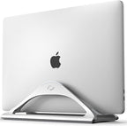 HumanCentric Vertical Laptop Stand for Desks in Silver Color, Upright Adjustable Holder to Dock Apple MacBook Stand, and Other Laptops to Organize Work & Home Office, Automatic Grip