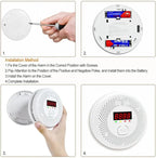 High Definition Color Screen Detector LCD Powered by Carbon Monoxide Detector and Smoke Alarm Battery (excluding Battery) (Compact Design, 4Pack-CO&Smoke)