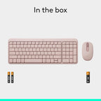 Logitech MK250 Bluetooth Wireless Mouse and Keyboard Combo: Fast & Easy Connectivity, Compact Wireless Keyboard, Ambidextrous Mouse, Durable Build - Windows/MacOS - Rose