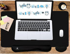 4-in-1 Large Gaming Mouse Pad, Keyboard Wrist Rest Pad & Wrist Support Mousepad Set, Extended Desk Pad Waterproof Desk Mat for Home Office Study Game-Black
