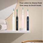 ZUAMEGU Sonic Electric Toothbrush for Adults - Deep Cleaning Teeth Whitening6 Replacement Brush Heads100-Day Battery5 Modes w/SensitiveIPX7 Waterproof (Color Options)