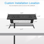 HEZI Recessed Power Strip, Furniture Drawer Outlet with 20W PD USB-C & 18W QC3.0 USB-A, Plug in 3 Outlets & USB Ports, Flush Mount 6FT Black Cord Conference Desk Outlet Fast Charge