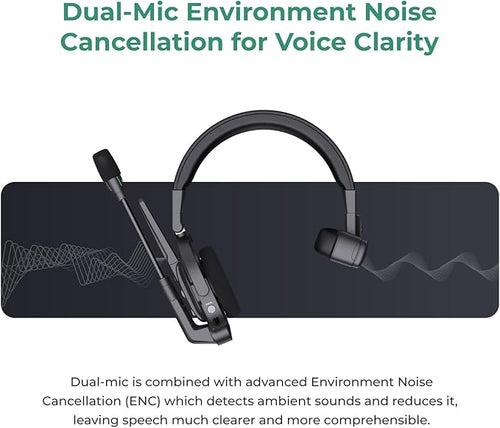 Accsoon Como MIC02-R Wireless Headset Intercom System - Full Duplex 1312ft Team Communication, 9-Person Group Talk, 10+ Hour Battery Life, Black