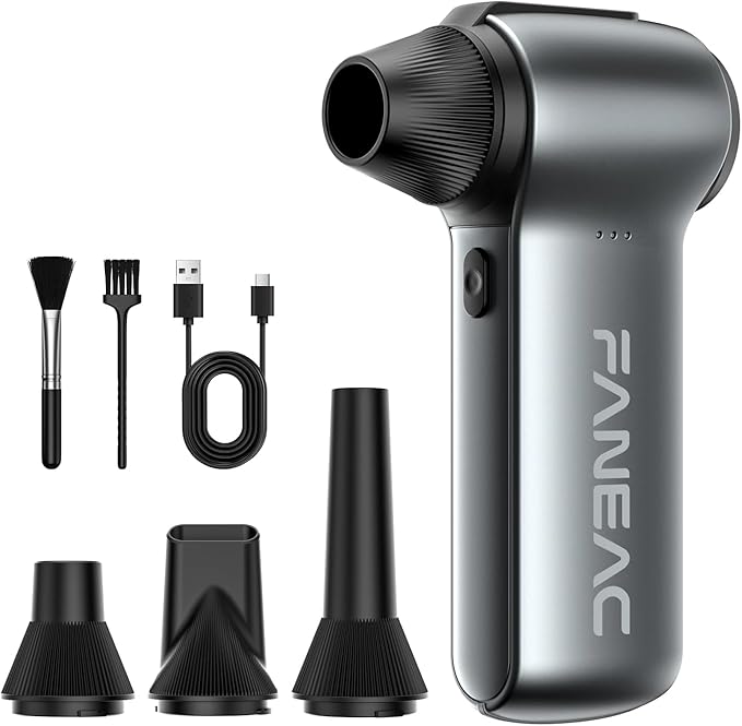 FANEAC X115 Compressed Air Duster - 130000RPM Ultra Power Electric Air Duster, 3-Gear Speed Mini Dust Blower for Computer, Keyboard, Electronics Indoor and Outdoor