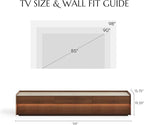 POVISON Fully-Assembled Mid Century Matte Sintered Stone TV Stand, 94.49" Wood Media Console with Adjustable LED Light, Entertainment Center with Storage for Living Room
