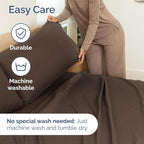 Split Head King Sheet Set – 4 Piece Flex Split Top King Sheets for Adjustable Beds - Fits 14” to 16" Mattress w/ Deep Pockets - Ultra-Soft, Breathable & Cooling - Luxury Bedding & Wrinkle Free - Brown