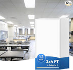 CycevSun 12-Pack 2x4 LED Flat Panel Light - Drop Ceiling, 40/50/60W Selectable, 6600LM, 4CCT 3000K/4000K/5000K/6000K Switchable, 0-10V Dimmable, 100-277V, ETL Listed