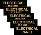 All Quality Basic Electrical Panel Sign - Fire Regulation Safety Compliance Sign - Black/Gold - Small (5 Pack)